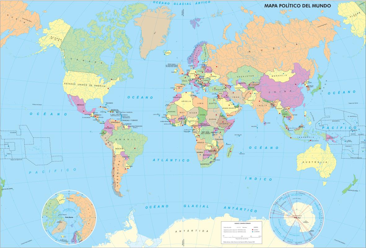 Mapa político del Mundo Mapa de países y capitales del Mundo. IGN