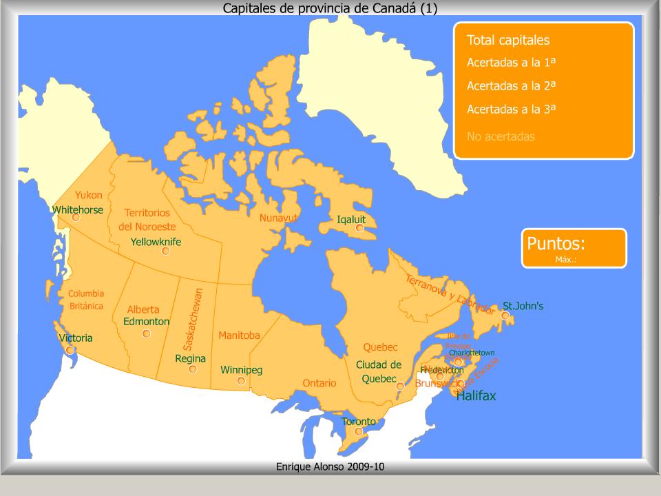 Mapa+De+Canada+Con+Nombres Mapa interactivo de Canadá Capitales de Canadá. ¿Cómo se llama ...