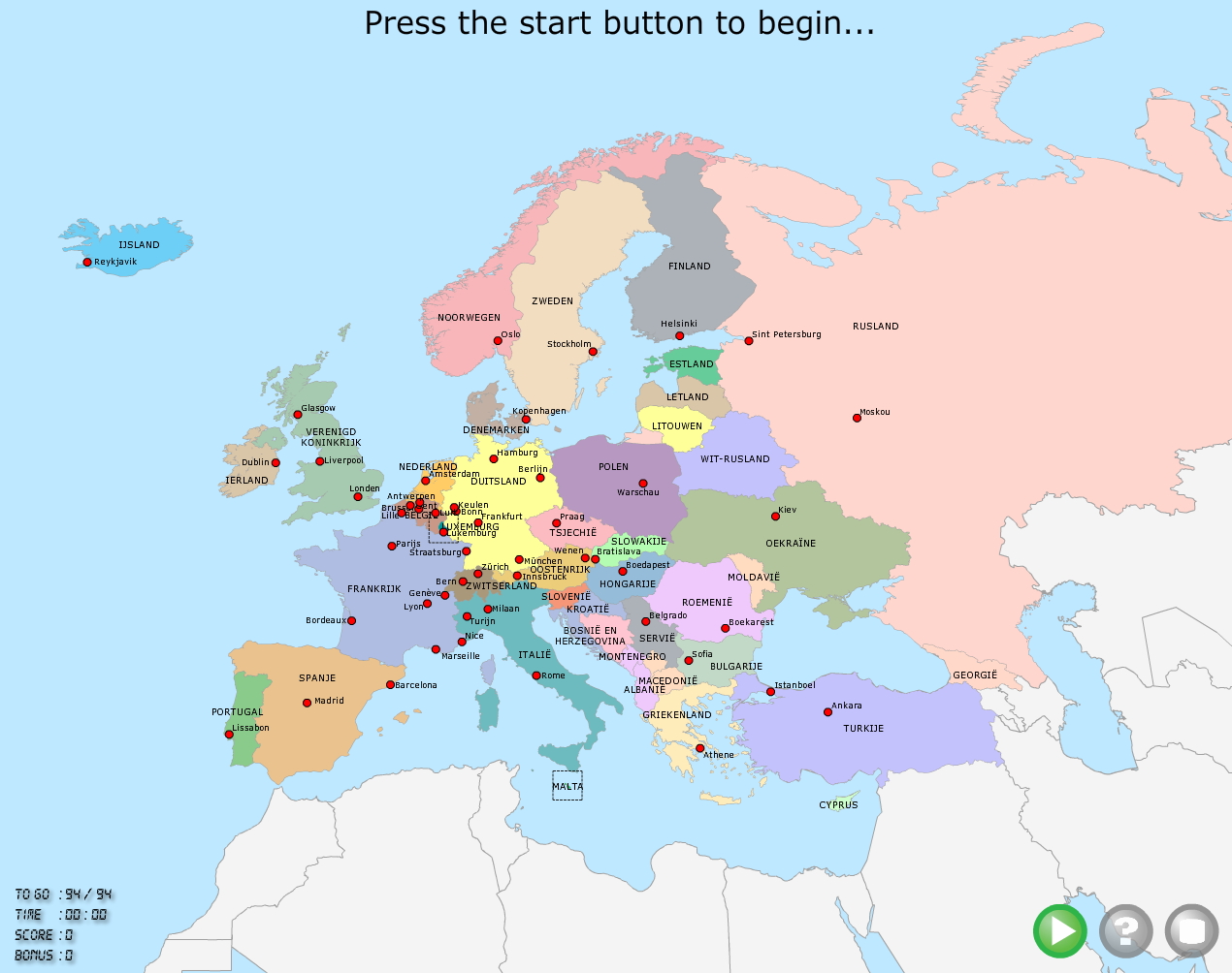 Basiskaart Europa Mapa de países y ciudades de Europa. TopoMania